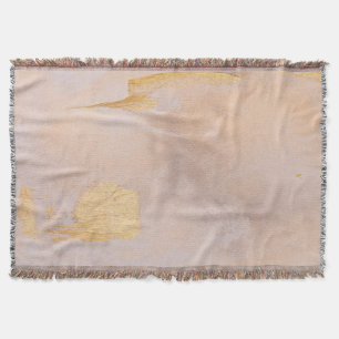 Rose Gold Blush and Gold Texture Throw Blanket