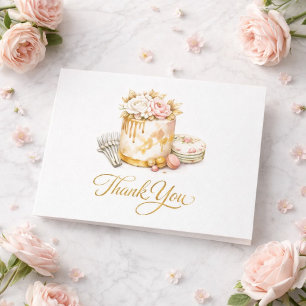 Rose Gold Blush Birthday Cake Thank You Card