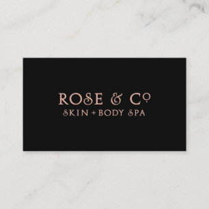 Rose Gold Blush Black Minimal Glam Business Card