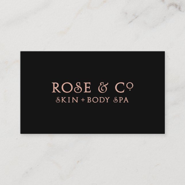 Rose Gold Blush Black Minimal Glam Business Card (Front)