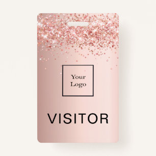 Rose gold blush business logo visitor badge
