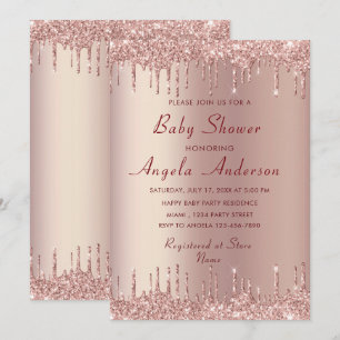 Rose Gold Blush Drips Baby Shower Invitation