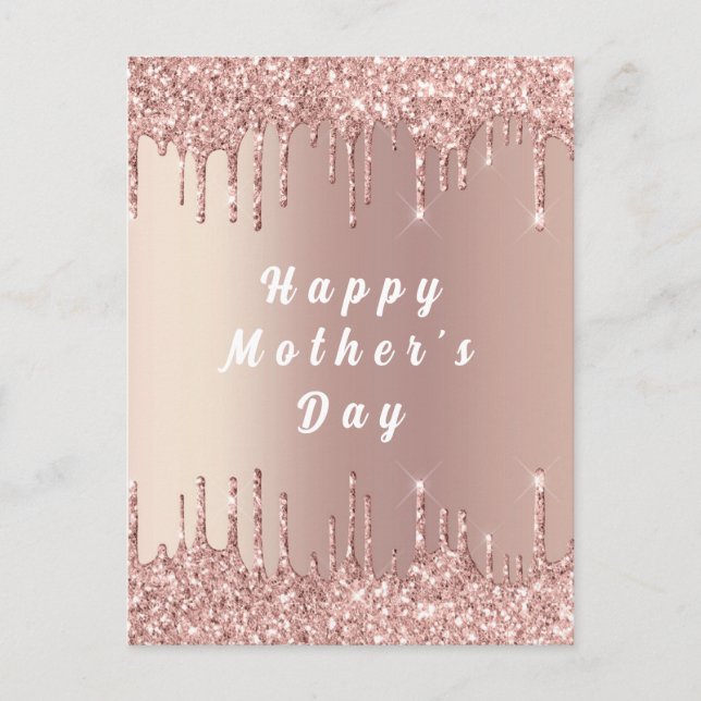 Rose Gold Blush Drips Carte de fête des mères (Devant)