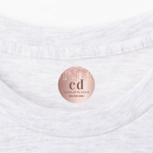 Rose gold blush drips monogram initials