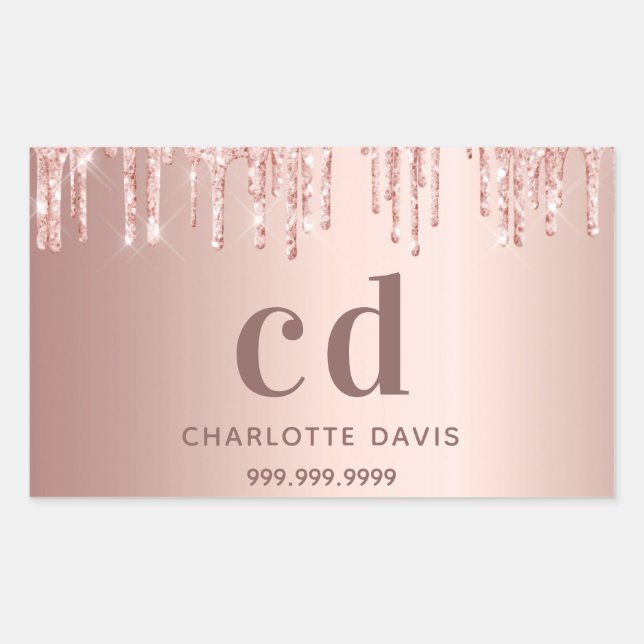 Rose gold blush drips name sticker (Front)