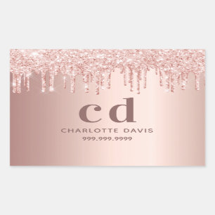 Rose gold blush drips name sticker