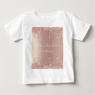Rose Gold Blush Drips Text Name Baby T-Shirt Gift