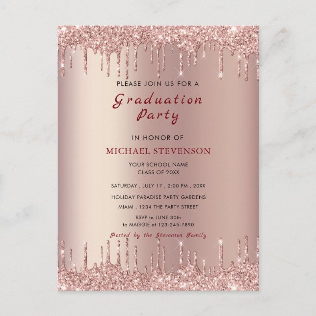 Rose Gold Blush Drivers Votre Invitation de la fêt (Devant)