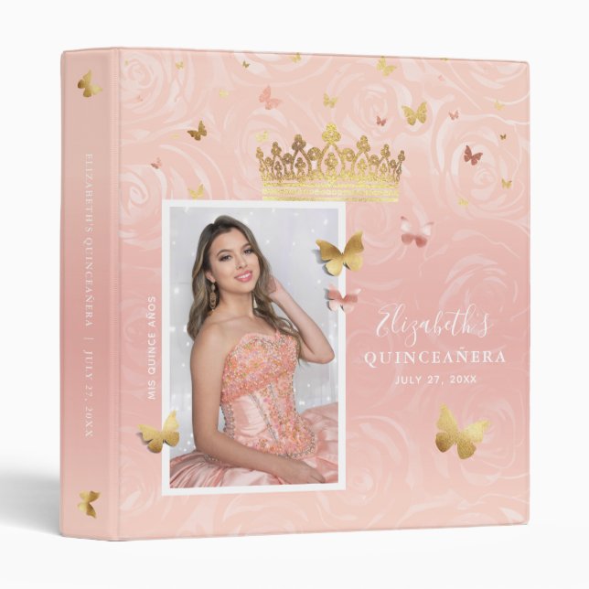 Rose Gold Blush Elegant Photo Album Guestbook Binder (Front/Spine)