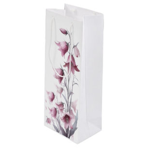 Rose Gold Blush Flowers  Wine Gift Bag