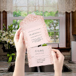 Rose gold blush glitter birthday rsvp all in one invitation<br><div class="desc">Rose gold,  blush colored background,  decorated with faux glitter sparkles on the inside. Personalize and add names,  party details,  RSVP date,  return address and name.</div>