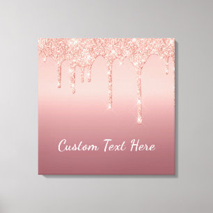 Rose Gold Blush Glitter Custom Text Canvas Print