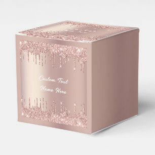 Rose Gold Blush Glitter Custom Text Favour Box Gif