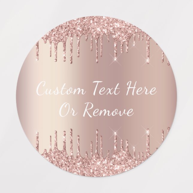 Rose Gold Blush Glitter Custom Text Gift Labels (Design 3)