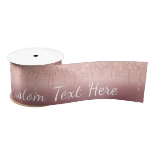 Rose Gold Blush Glitter Custom Text Gift Ribbon Satin Ribbon