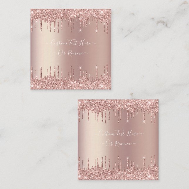 Rose Gold Blush Glitter Custom Text Note Card (Front/Back)