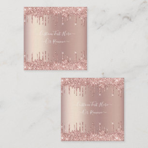 Rose Gold Blush Glitter Custom Text Note Card
