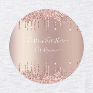 Rose Gold Blush Glitter Drips Custom Text Labels