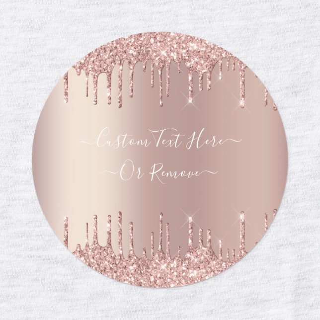 Rose Gold Blush Glitter Drips Custom Text Labels (Design 3)