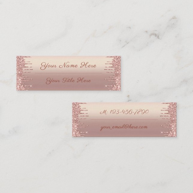 Rose Gold Blush Glitter Drips Your Business Card (Front/Back)