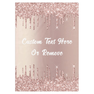 Rose Gold Blush Glitter Drips Your Text Tablecloth