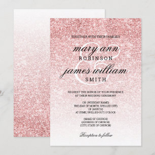 Rose Gold Blush Glitter Elegant Wedding  Invitatio Invitation