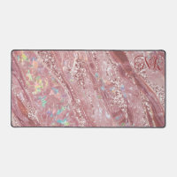 Rose Gold & Blush Glitter Holographic Opal Marble