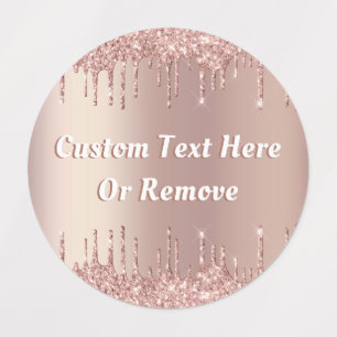 Rose Gold Blush Glitter Labels ustom Text - Name