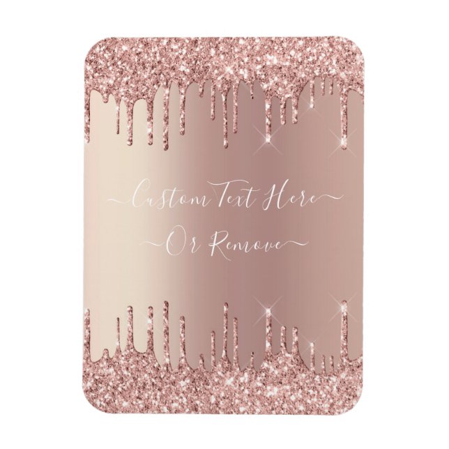 Rose Gold Blush Glitter Magnet with Custom Text (Vertical)