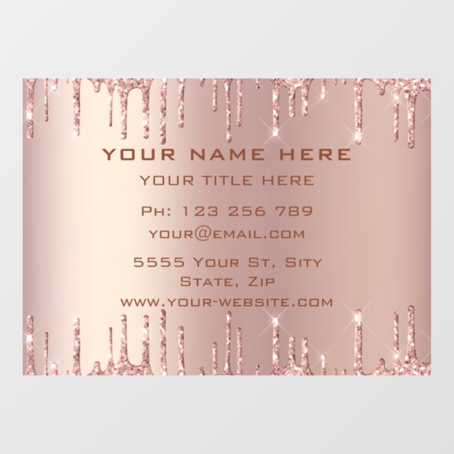 Rose Gold Blush Glitter Personalized Window Cling (Sheet)