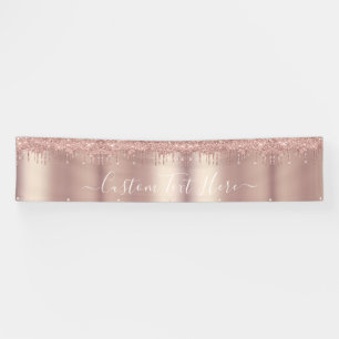 Rose Gold Blush Glitter Sparkle Drips - Add Text Banner