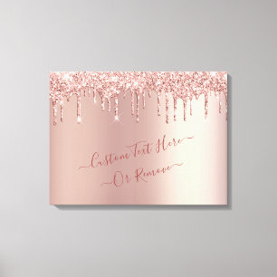 Rose Gold Blush Glitter Sparkle Drips - Add Text Canvas Print