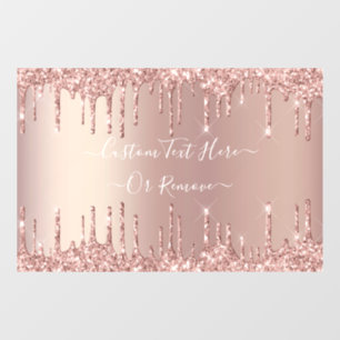 Rose Gold Blush Glitter Sparkle Drips - Add Text  Window Cling