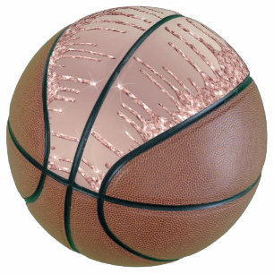 Rose Gold Blush Glitter Sparkle Drips Basketball