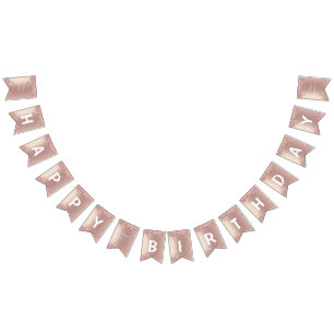 Rose Gold Blush Glitter Sparkle Drips - Bithday Bunting Flags