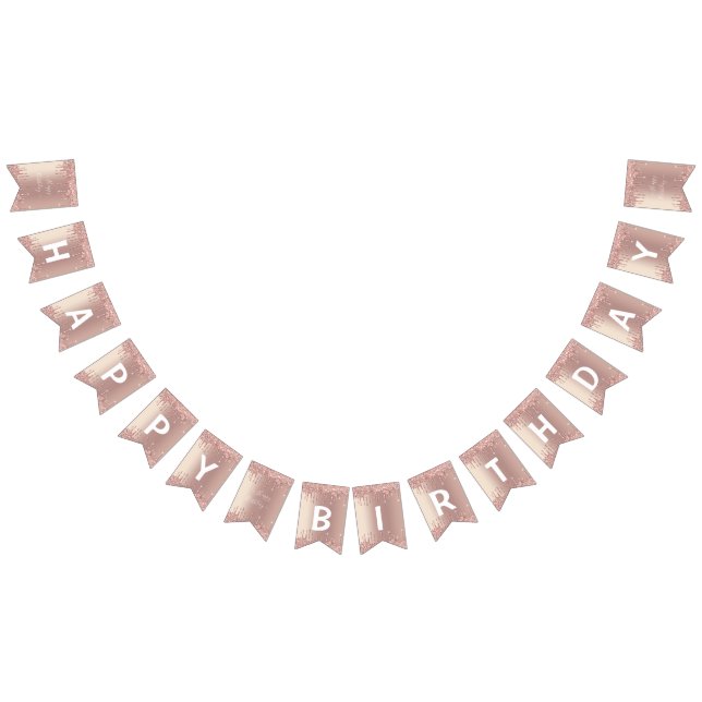 Rose Gold Blush Glitter Sparkle Drips - Bithday Bunting Flags (All)