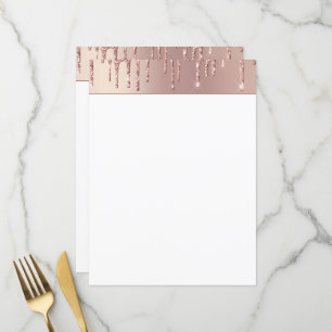 Rose Gold Blush Glitter Sparkle Drips Chic Menu