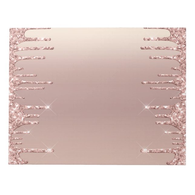 Rose Gold Blush Glitter Sparkle Drips Chic Modern Notepad (Front)
