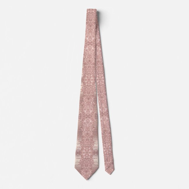 Rose Gold Blush Glitter Sparkle Drips Chic Modern Tie (Front)