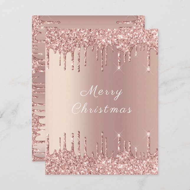 Rose Gold Blush Glitter Sparkle Drips - Christmas (Front/Back)