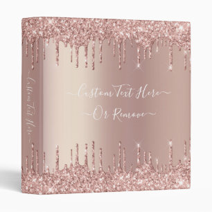 Rose Gold Blush Glitter Sparkle Drips Custom Text  Binder
