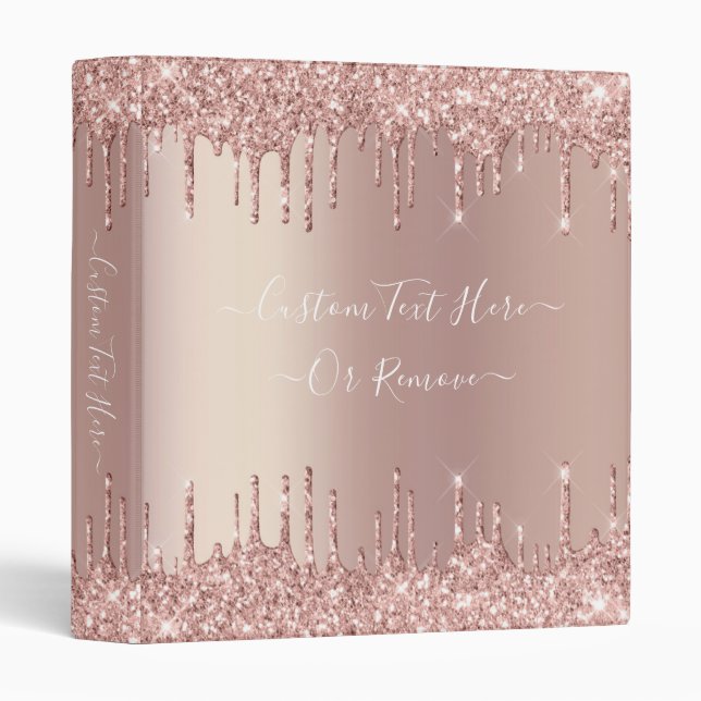 Rose Gold Blush Glitter Sparkle Drips Custom Text  Binder (Front/Spine)