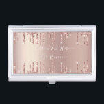 Rose Gold Blush Glitter Sparkle Drips Custom Text  Business Card Holder<br><div class="desc">Rose Gold Blush Glitter Sparkle Drips Custom Text Pink Modern - Add Your Unique Text or Remove Text - Make Your Special Gift - Resize and move or remove and add text / elements with customization tool. Design by MIGNED. Please see my other projects. You can also transfer this designs...</div>