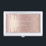 Rose Gold Blush Glitter Sparkle Drips Custom Text  Business Card Holder<br><div class="desc">Rose Gold Blush Glitter Sparkle Drips Custom Text Pink Modern - Add Your Unique Text or Remove Text - Make Your Special Gift - Resize and move or remove and add text / elements with customization tool. Design by MIGNED. Please see my other projects. You can also transfer this designs...</div>