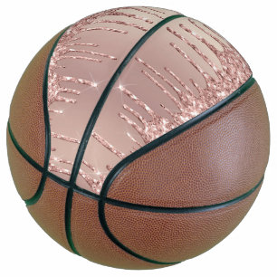 Rose Gold Blush Glitter Sparkle Drips Girly Chic Basketball