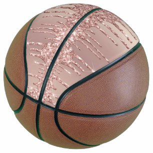 Rose Gold Blush Glitter Sparkle Drips Girly Modern Basketball
