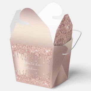 Rose Gold Blush Glitter Sparkle Drips Personalized Favor Box
