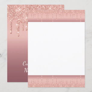 Rose Gold Blush Glitter Sparkle Drips Text Wedding Menu