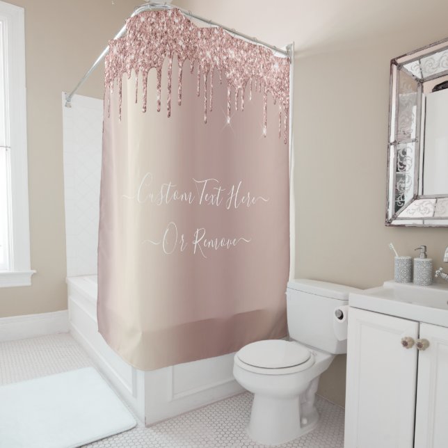 Rose Gold Blush Glitter Sparkle Drips - Your Text (In Situ)