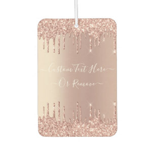 Rose Gold Blush Glitter Sparkle Drips - Your Text Air Freshener